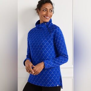 New T by Talbots Metallic Asymmetrical Zip Quilted Pullover Sweater-Size Large